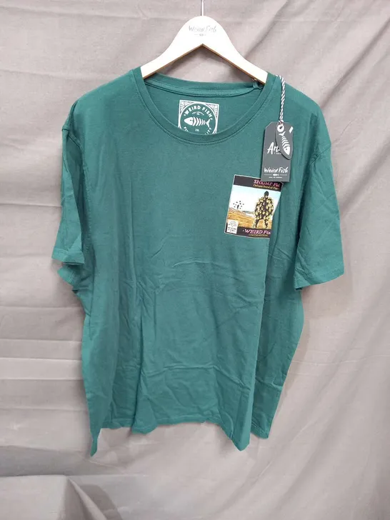 WEIRDFISH FOREST GREEN SHRIMP FLOYD HERITAGE WASH ARTIST TEE SIZE 2XL