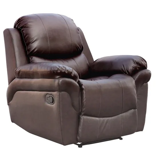 BOXED MADISON BROWN FAUX LEATHER MANUAL RECLINER CHAIR (2 BOXES) RRP £349.99