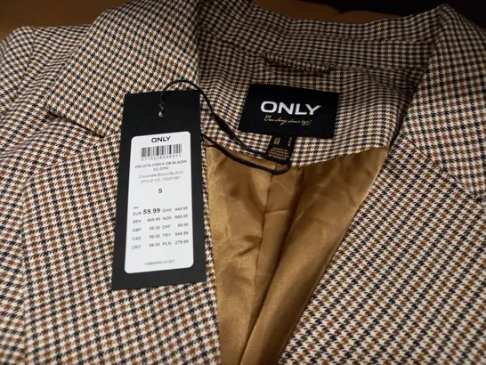 ONLY DOUBLE BREASTED CHECK BLAZER - S