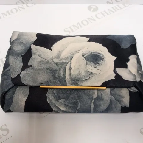 LANVIN PARIS BLACK AND WHITE FLORAL PRINT CLUTCH BAG