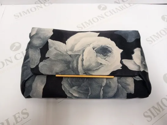 LANVIN PARIS BLACK AND WHITE FLORAL PRINT CLUTCH BAG