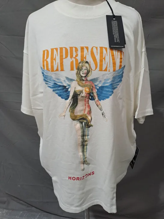 REPRESENT REBORN T-SHIRT IN WHITE SIZE MEDIUM