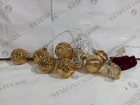 ALISON CORK MERCURY GLASS SET OF 10 BAUBLE LIGHT STRAND