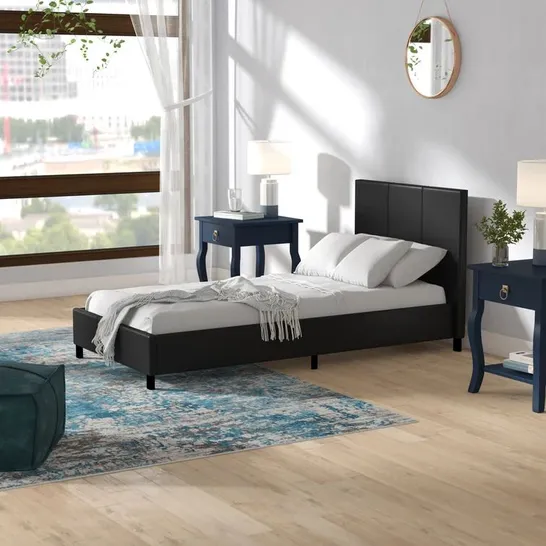 BOXED BEARDEN UPHOLSTERED PLATFORM BED IN BLACK // SIZE: 3FT SINGLE (1 BOX)