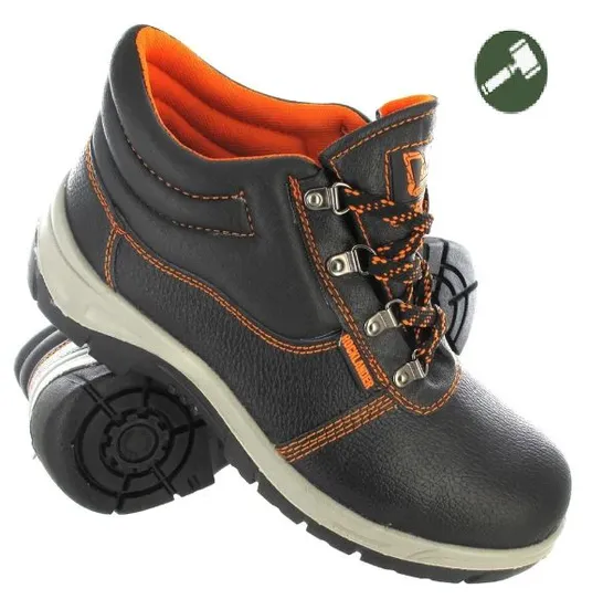 BRAND NEW ROCKLANDER MEN WORK BOOTS WITH CAP ANKLE PROTECTOR AND LEATHER STEEL TOE SAFETY SHOES SIZE 9