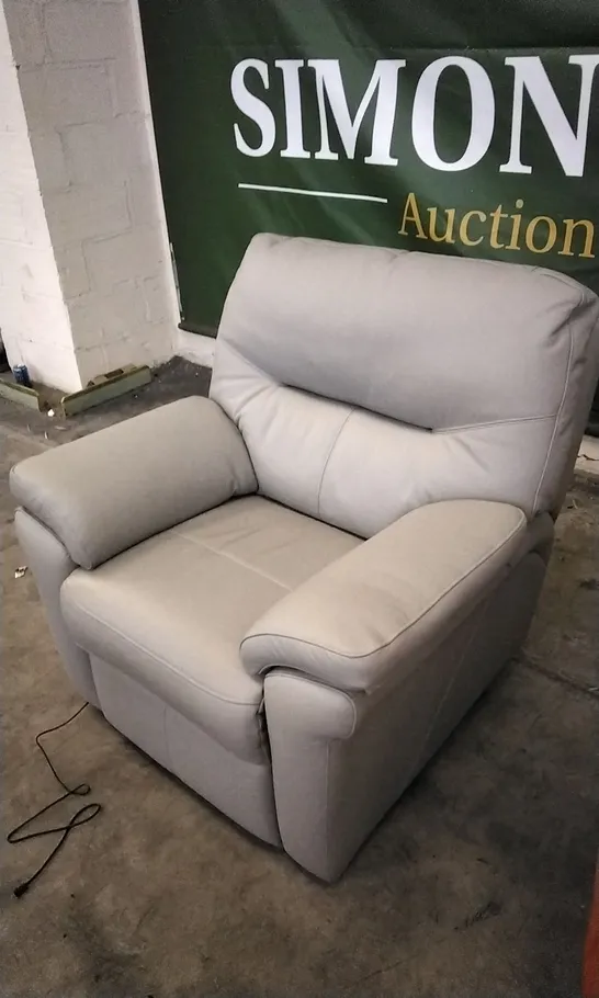 QUALITY BRITISH DESIGNED & MANUFACTURED G PLAN SEATTLE POWER RECLINER ARMCHAIR CAMBRIDGE GREY LEATHER