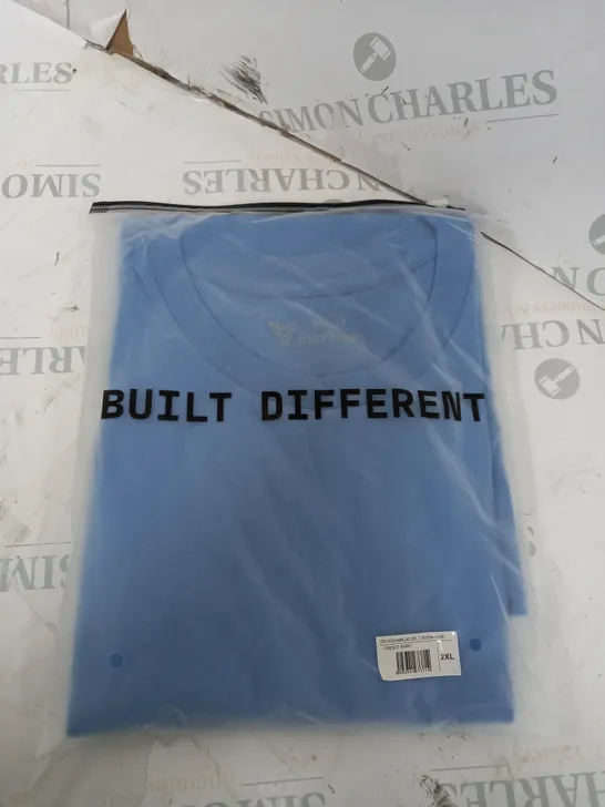 BUILT DIFFERENT LIGHT BLUE T-SHIRT SIZE 2XL 