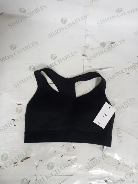 GYMSHARK LIGHTWEIGHT HIGH SUPPORT SPORTS BRA IN BLACK SIZE S