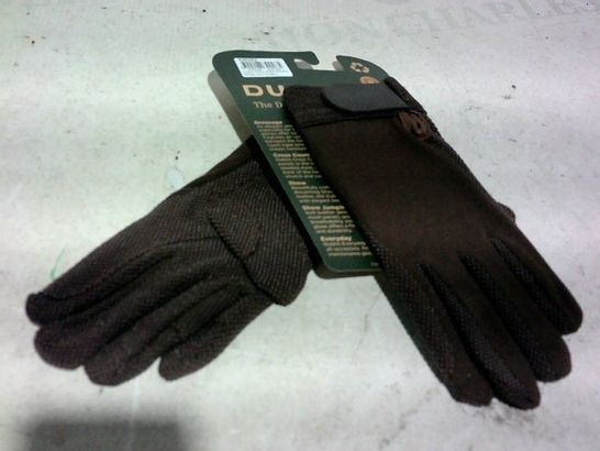 PAIR OF DUBLIN GLOVES, TRACK RIDING, BROWN, ADULTS SMALL