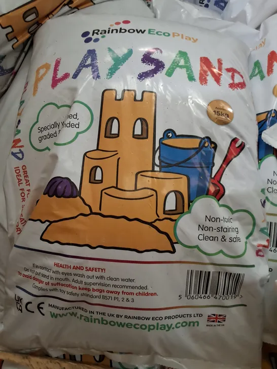 PALLET CONTAINING A LARGE QUANTITY OF 15KG BAGS OF ECO PLAY SAND