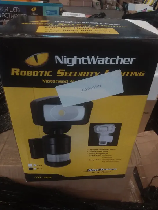 PALLET OF APPROXIMATELY ELECTRICAL ITEMS INCLUDING NIGHTWATCHER ROBOTIC SECURITY LIGHTING, ENERGY SAVING SECURITY FLOODLIGHT 