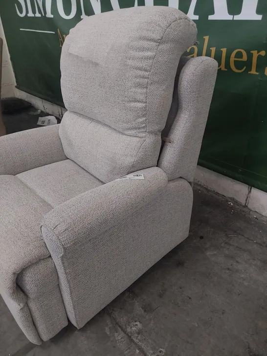 QUALITY BRITISH DESIGNER G PLAN NEWMARKET POWER RECLINING EASY CHAIR SPECKLE FAWN FABRIC 