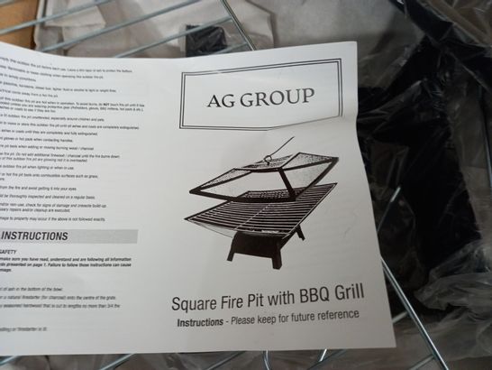 BOXED SQUARE FIRE PIT WITH BBQ GRILL
