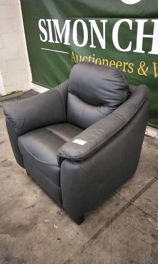 QUALITY BRITISH DESIGNED & MANUFACTURED G PLAN JACKSON ARMCHAIR CAMBRIDGE PETROL BLUE LEATHER 