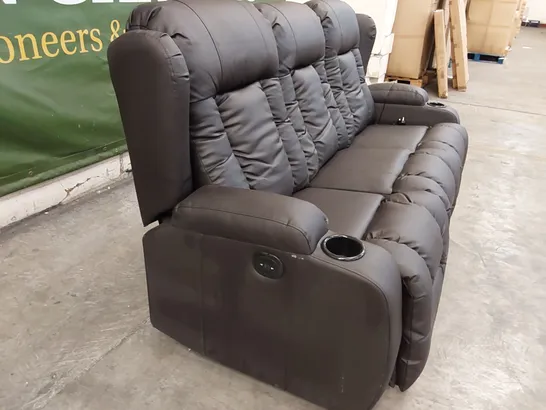 DESIGNER BROWN LEATHER ELECTRIC 3-SEATER RECLINING SOFA 