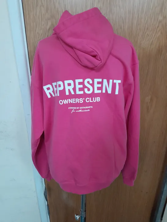 REPRESENT OWNER'S CLUB JERSEY HOODIE IN BUBBLEGUM PINK SIZE S