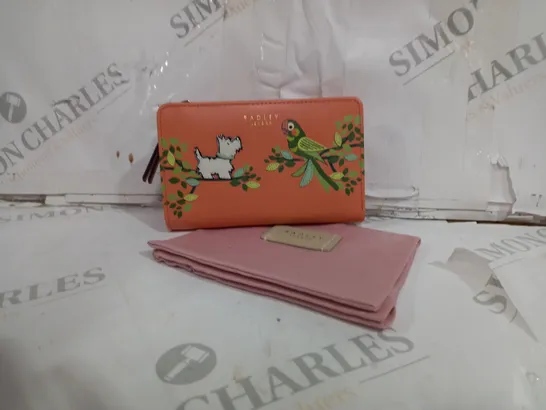 RADLEY LONDON LEATHER PURSE IN ORANGE WITH PINK POUCH