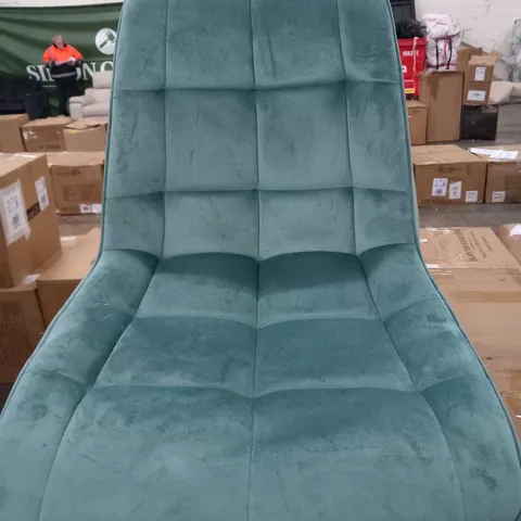 BOXED SET OF TWO GREEN VELVET DINING CHAIRS