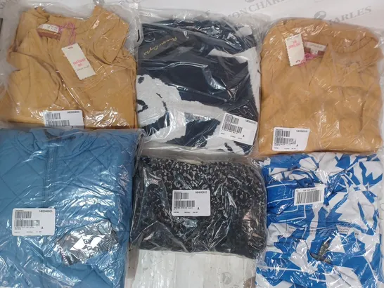 BOX OF APPROXIMATELY 25 ASSORTED CLOTHING ITEMS IN VARIOUS STYLES AND SIZES TO INCLUDE SKECHERS, WHITE STUFF, PHASE EIGHT, ETC