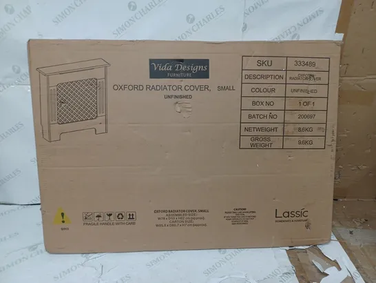 BOXED VIDA DESIGNS OXFORD RADIATOR COVER - UNFINISHED 