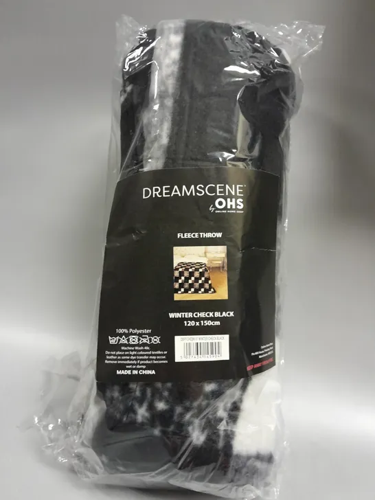 DREAMSCENE BY OHS FLEECE THROW WINTER CHECK BLACK (120x150cm)