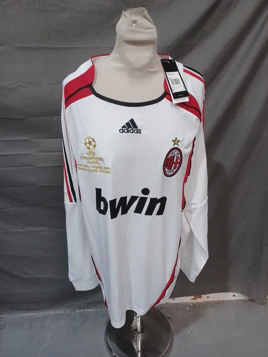 ADIDAS UEFA CHAMPIONS LEAGUE THE FINAL ATHENS 2007 23RD MAY- OLYMPICS STADIUM AC MILAN SHIRT - KAKA 22 - UK LARGE