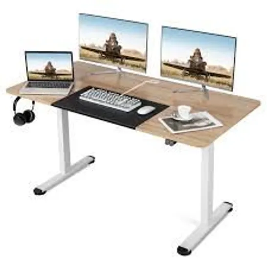 BOXED COSTWAY HEIGHT ADJUSTABLE HOME OFFICE COMPUTER DESK - NATURAL