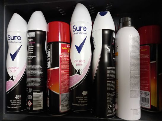 LOT OF APPROXIMATELY 18 AEROSOLS & SPRAYS, TO INCLUDE DEODORANT, SPIDER KILLER & SUNSCREEN