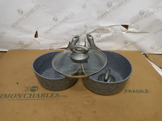 SALTER MARBLESTONE ALUMINIUM NON STICK SAUCEPAN SET