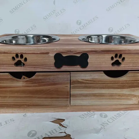 WOODEN DOG FEEDING STATION WITH DRAWS