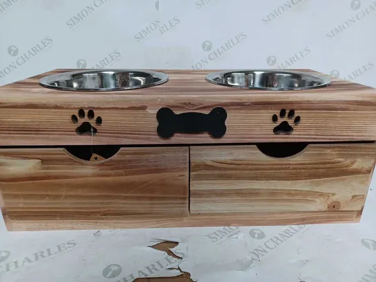 WOODEN DOG FEEDING STATION WITH DRAWS