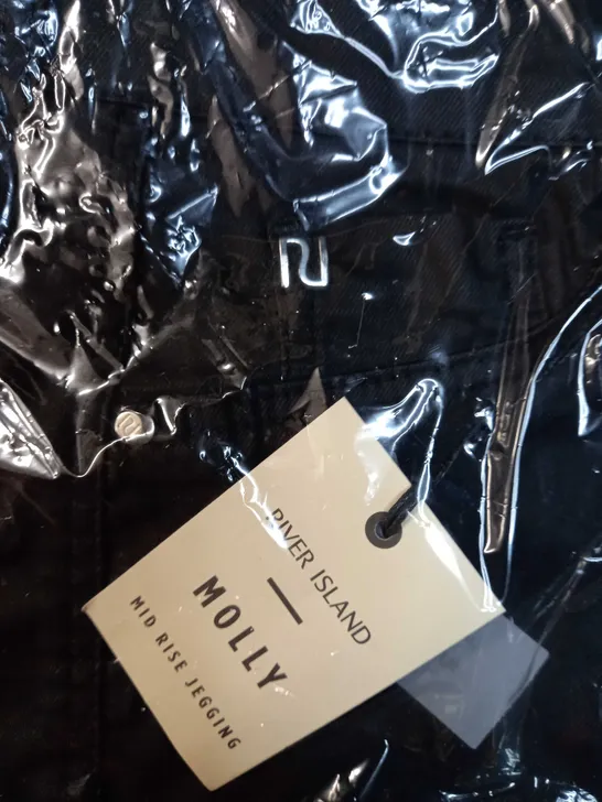 PACKAGED RIVER ISLAND BLACK MOLLY MID RISE JEGGINGS - 12S
