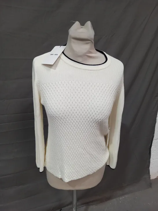 SAINT + SOFIA HONEYCOMB RIB SWEATER CREAM - SMALL