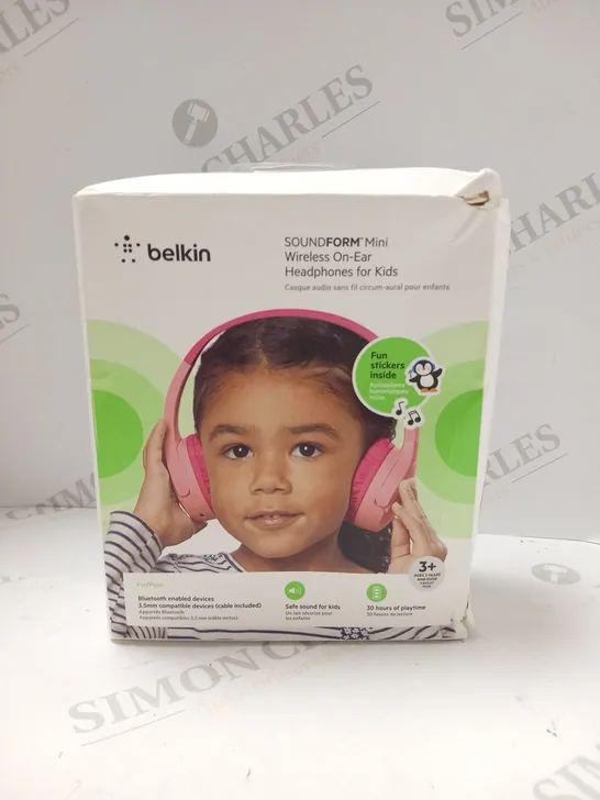 BOXED BELKIN SOUNFORM MINI WIRELESS ON EAR HEADPHONES FOR KIDS