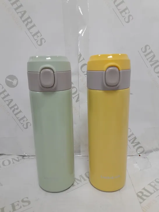 LOCK & LOCK SET OF 2 STAINLESS INSULATED DAILY POP PASTEL WATER BOTTLES