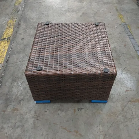 4 X BROWN RATTAN FOOTSTOOLS