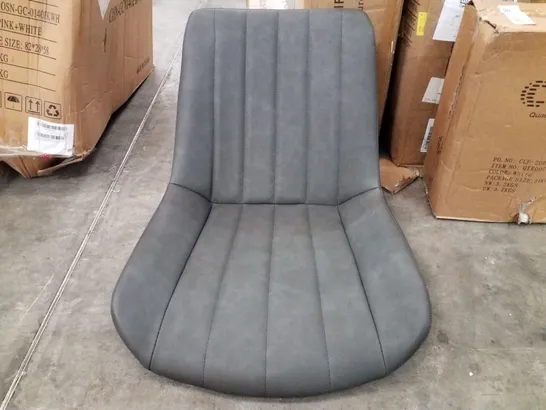 BOXED PAIR OF GREY FAUX LEATHER UPHOLSTERED DINING CHAIRS