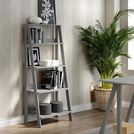 BOXED FELKER 139.7cm H X 33.02cm W LADDER BOOKCASE - GREY (1 BOX)