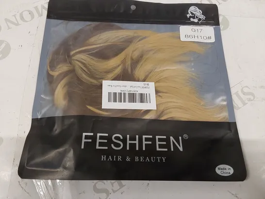 BOX CONTAINING APPROXIMATELY 200 FESHFEN BROWN/BLONDE TOUSLED UPDO HAIR PIECES