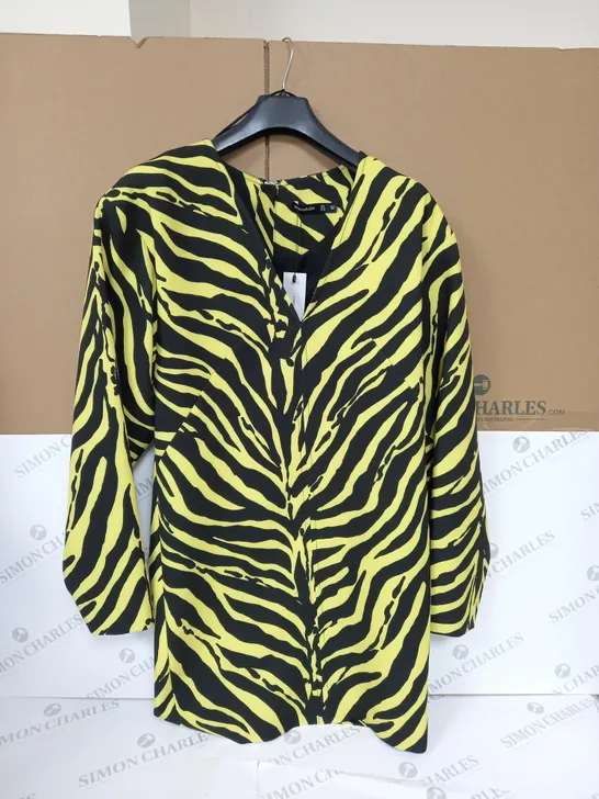 KAREN MILLER ZEBRA PRINTED STRONG SHOULDER DRESS - SIZE UK 6