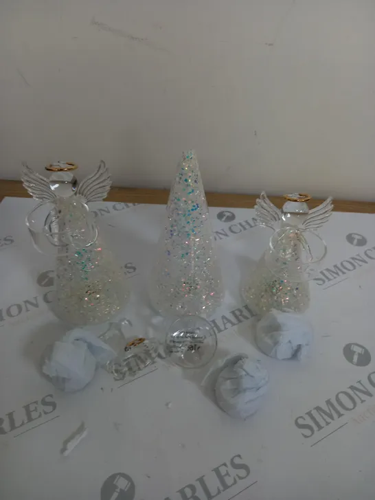 HOME REFLECTIONS SET OF 3 PRE-LIT GLASS ANGEL CANDLE HOLDERS