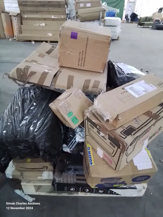 PALLET CONTAINING VARIOUS BOXED FURNITURE PARTS AND OTHER HOUSEHOLD ITEMS ETC.