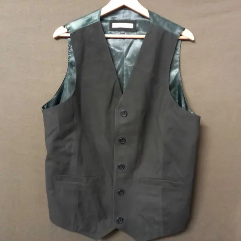 PETER CHRISTIAN SLEEVLESS BUTTON UP WAISTCOAT IN DARK GREEN/BLACK - SIZE 40