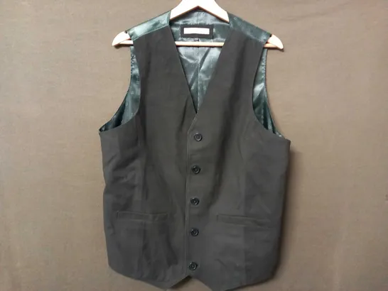 PETER CHRISTIAN SLEEVLESS BUTTON UP WAISTCOAT IN DARK GREEN/BLACK - SIZE 40