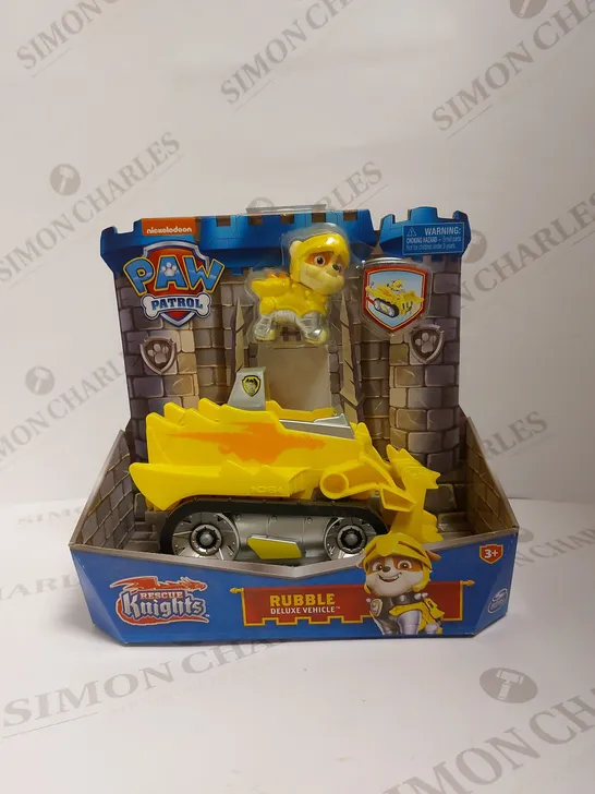 BRAND NEW PAW PATROL RESCUE KNIGHTS RUBBLE DELUXE VEHICLE