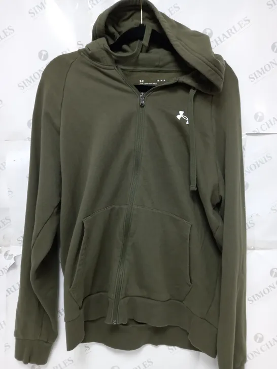 UNDER ARMOUR ZIP HOODIE IN KHAKI - LARGE