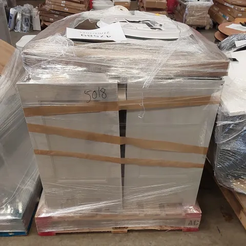 PALLET OF ASSORTED BATHROOM PRODUCTS. INCLUDING MIRROR, VANITY BASINS, BATHROOM FURNITURE ETC