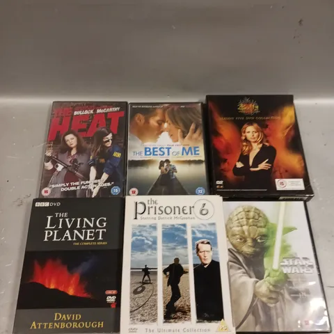 12 X ASSORTED DVD MOVIE & BOX SET DVDS TO INCLUDE STAR-WARS, THE LIVING PLANET, HEAT ETC 