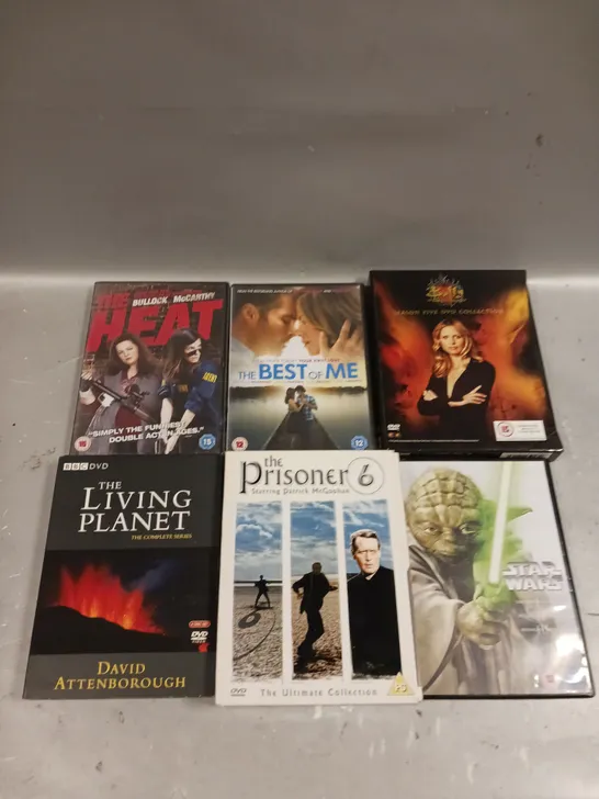 12 X ASSORTED DVD MOVIE & BOX SET DVDS TO INCLUDE STAR-WARS, THE LIVING PLANET, HEAT ETC 