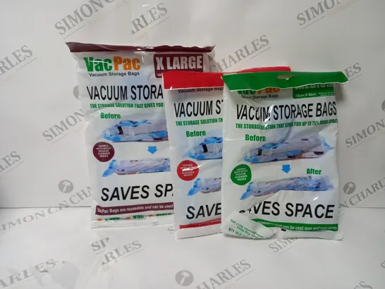 APPROXIMATELY 10 VAC PAC VACUUM STORAGE BAGS TO INCLUDE SIZES MEDIUM, LARGE, AND EXTRA LARGE